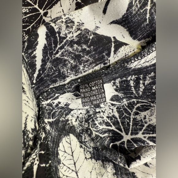 LUKA PANDORA Black and White leaf print Casual Button Down Shirt size L - Picture 10 of 12
